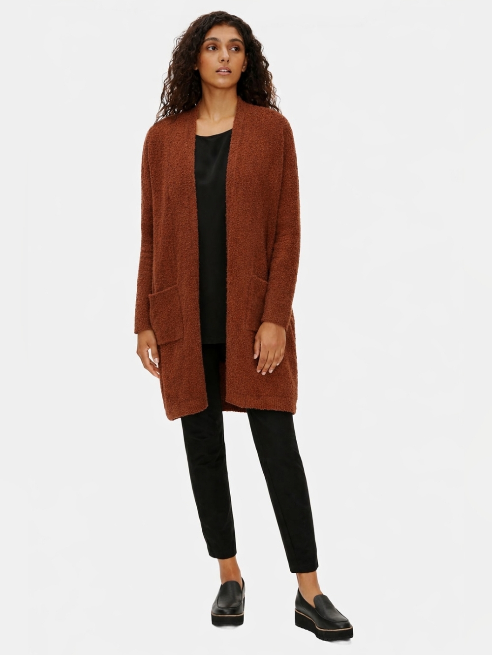 Eileen Fisher Organic Cotton Blend Boucle Cardigan